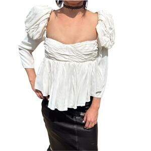 Khaite Kim Puff Sleeve Empire Waist Top